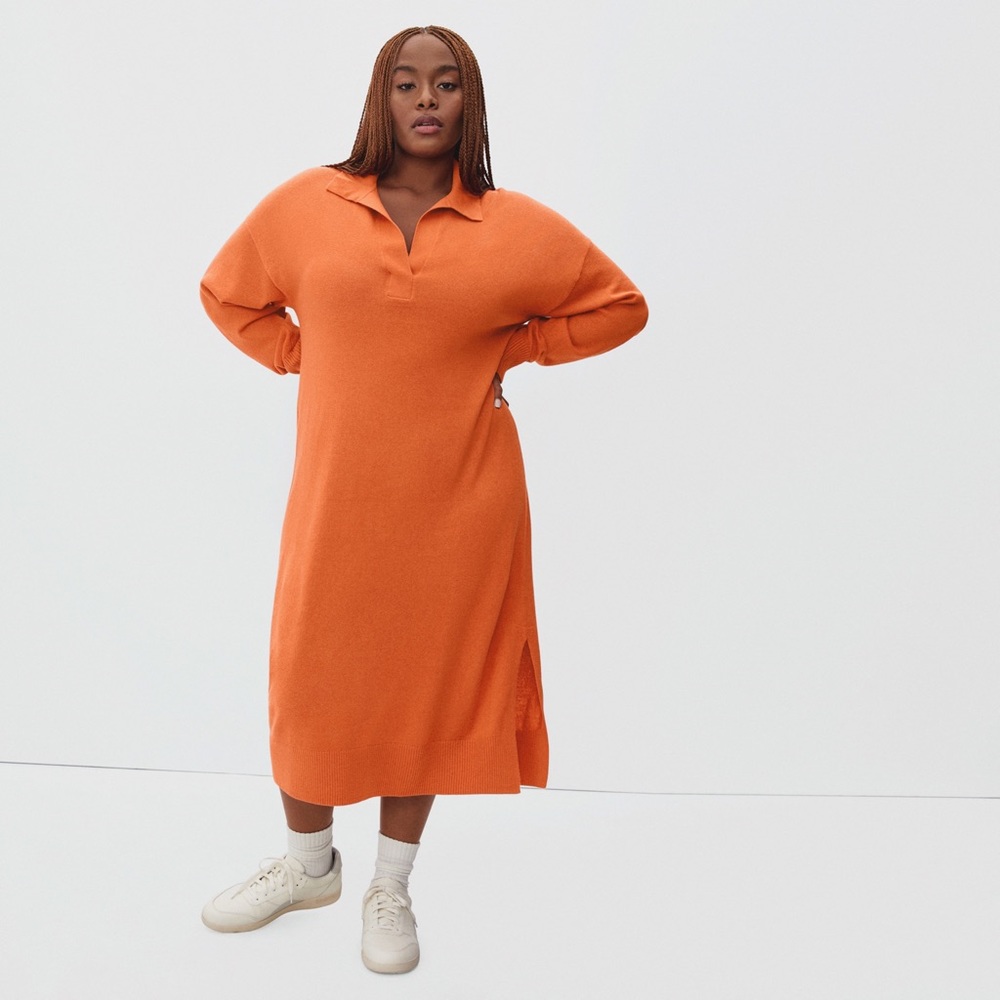 Everlane |  The Cashmere Polo Dress | Persimmon